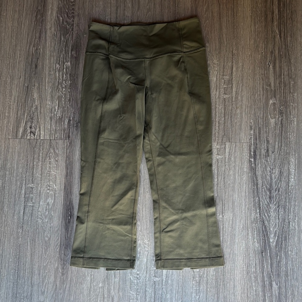 Lululemon Athletica Olive Green flare cropped leggings